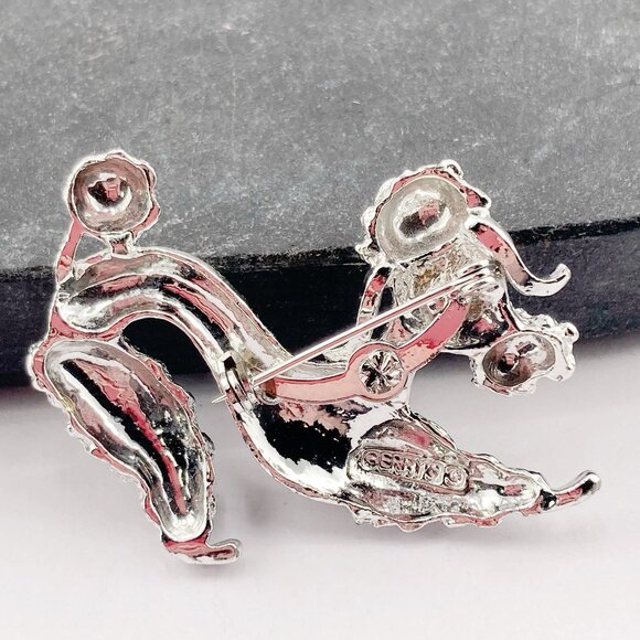 GERRY'S Vintage silver tone poodle brooch with blue rhinestone eyes ~ 1950s pin - Picture 7 of 7